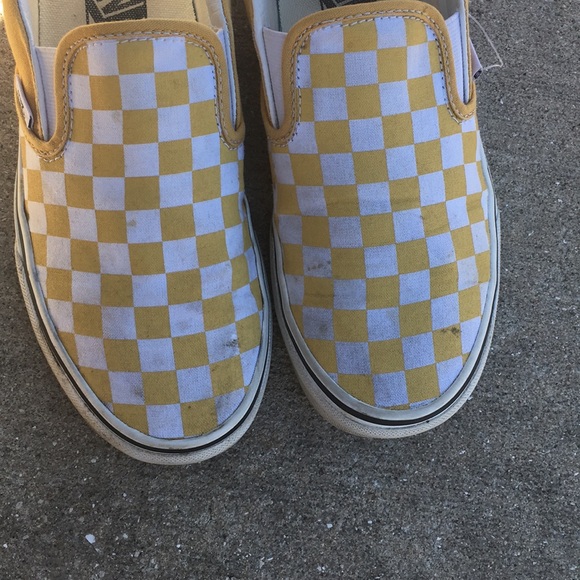 YELLOW CHECKERED VANS SZ 7.5/8 - Picture 2 of 4